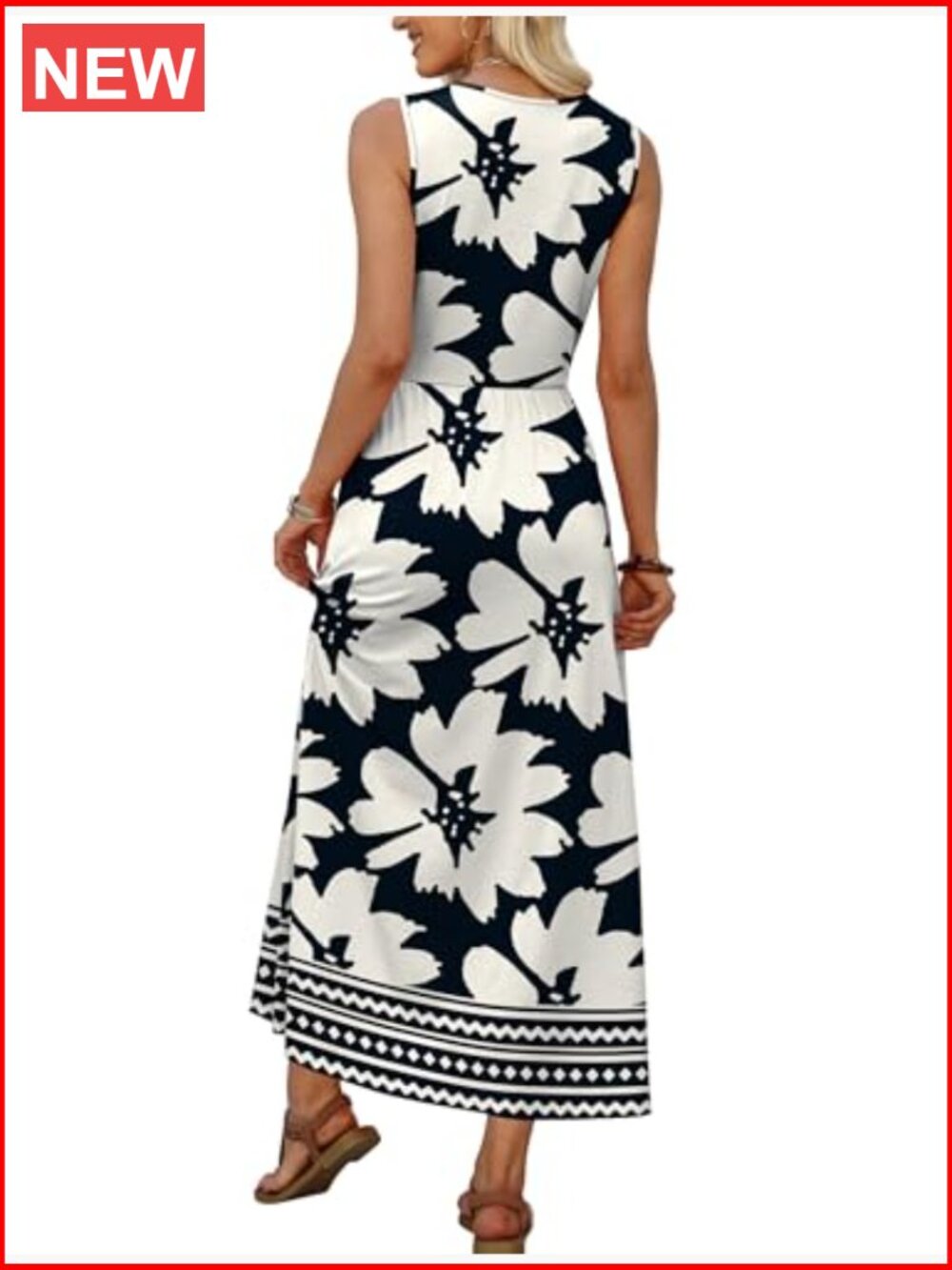 Babydoll Maxi Dress Empire Waist with Pockets Summer Vacation Sundress - Picture 5 of 5